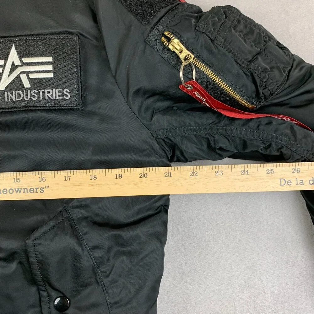 Alpha Industries Mens MA-1 Heritage Bomber Jacket Medium Slim Fit Black Full Zip - Picture 12 of 14